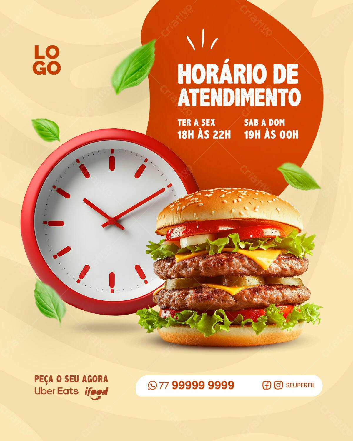 Flyer para Hamburgueria PSD Editável