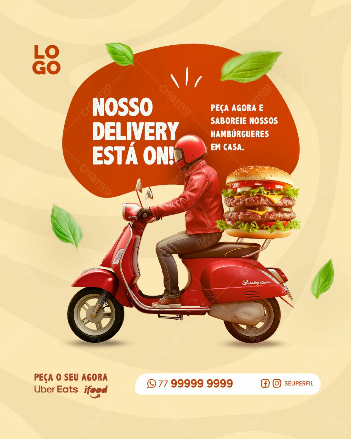 Flyer Delivery de Hambúrguer PSD Editável