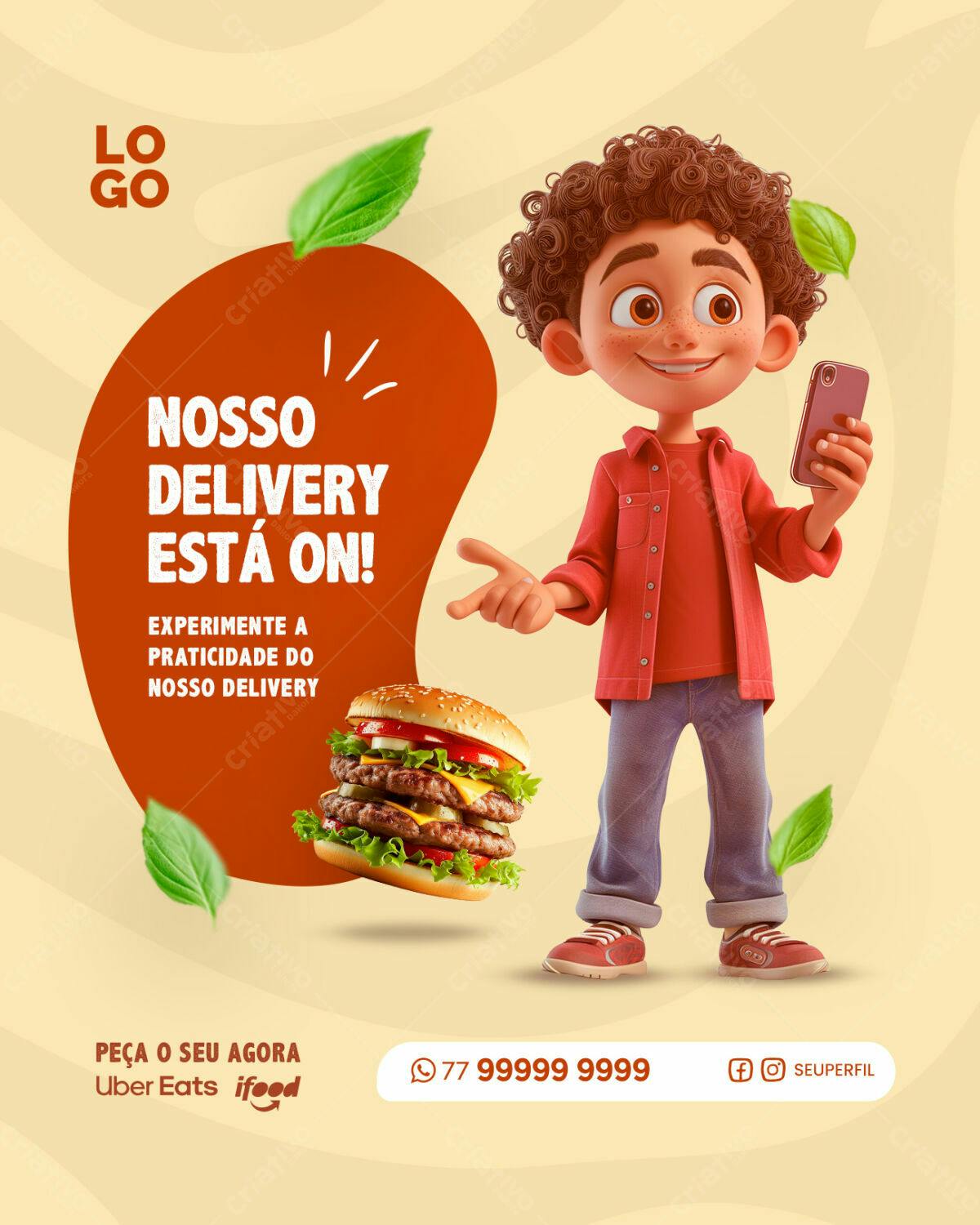 Flyer Delivery de Hambúrguer PSD Editável