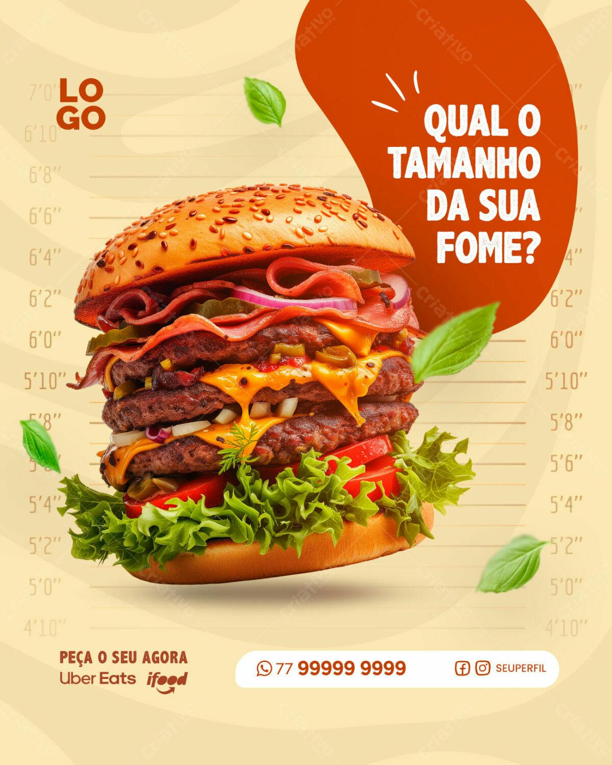 Flyer para Lanchonete/Hamburgueria PSD Editável