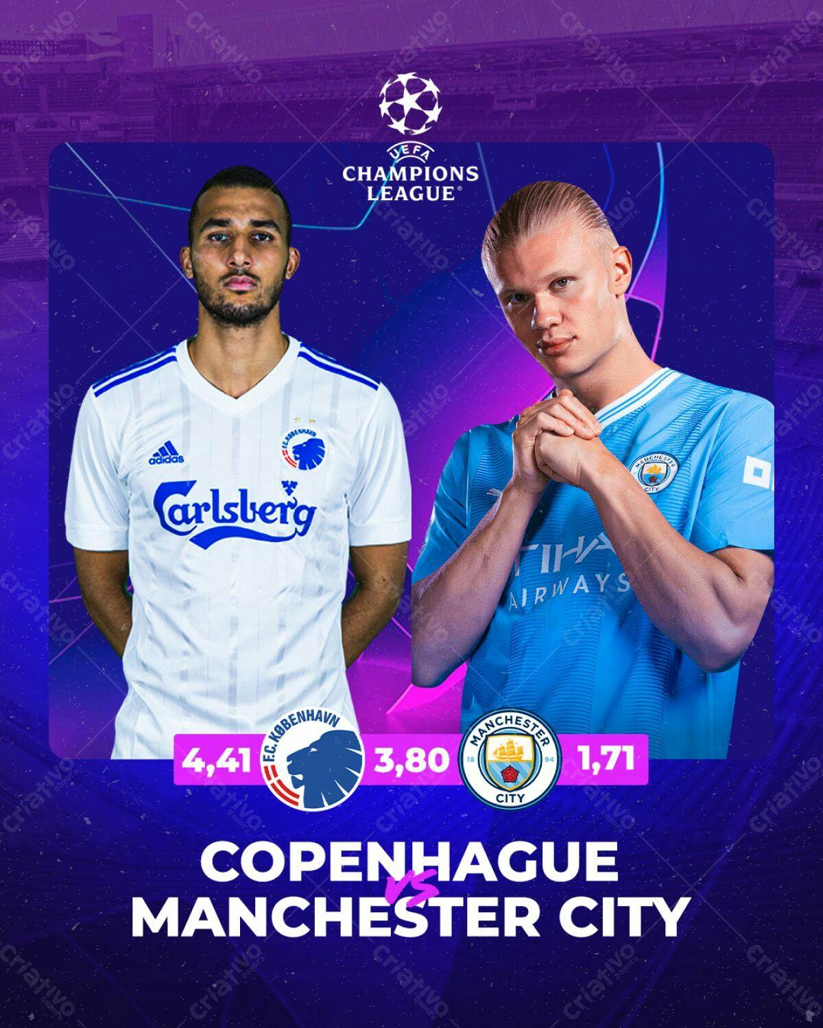 Flyer Champions League Copenhague x Manchester City PSD Editável