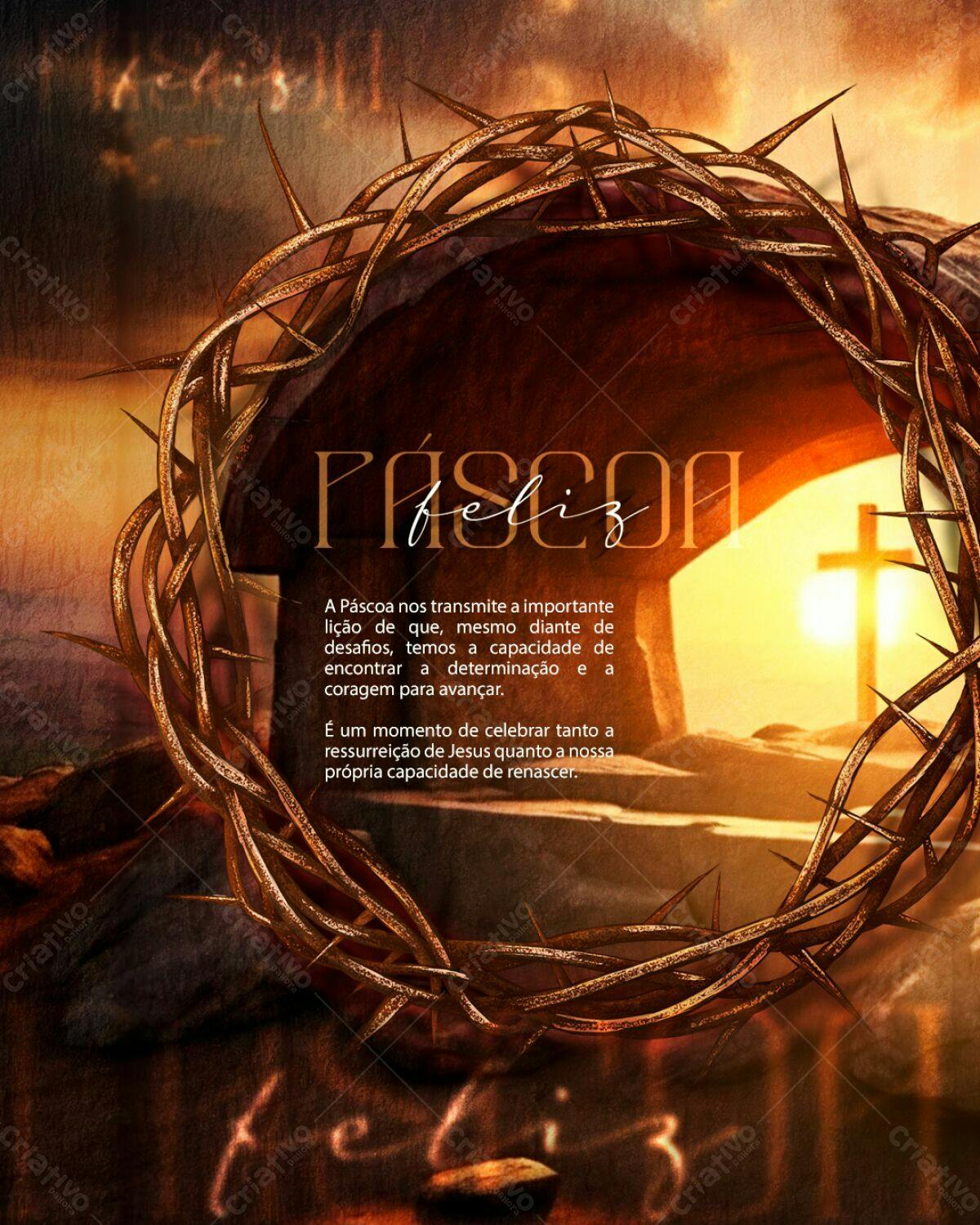 Flyer Páscoa Feliz PSD Editável