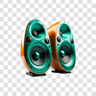 Caixa de som verde e laranja objeto 3d para composição