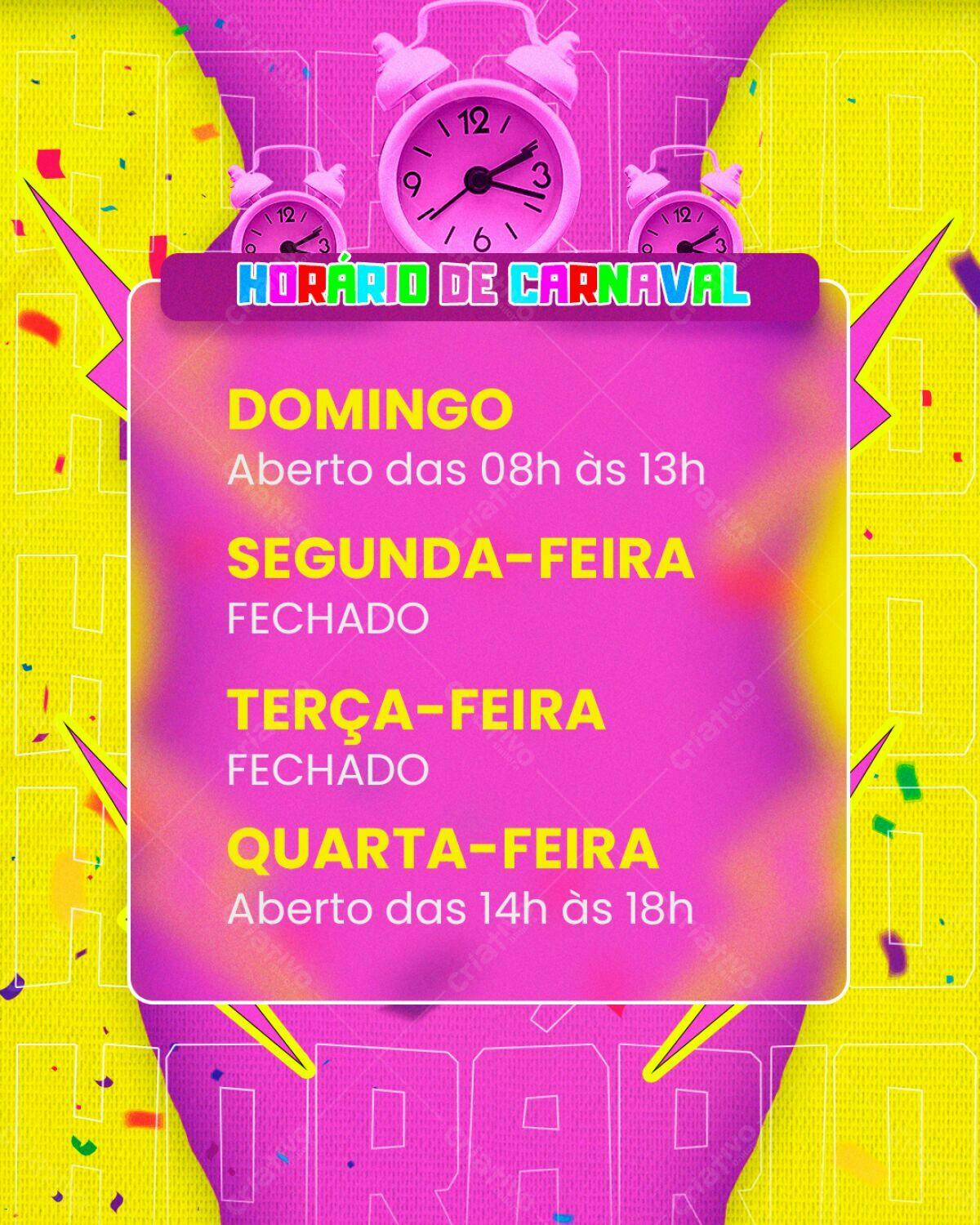 Flyer Horário de Carnaval PSD Editável