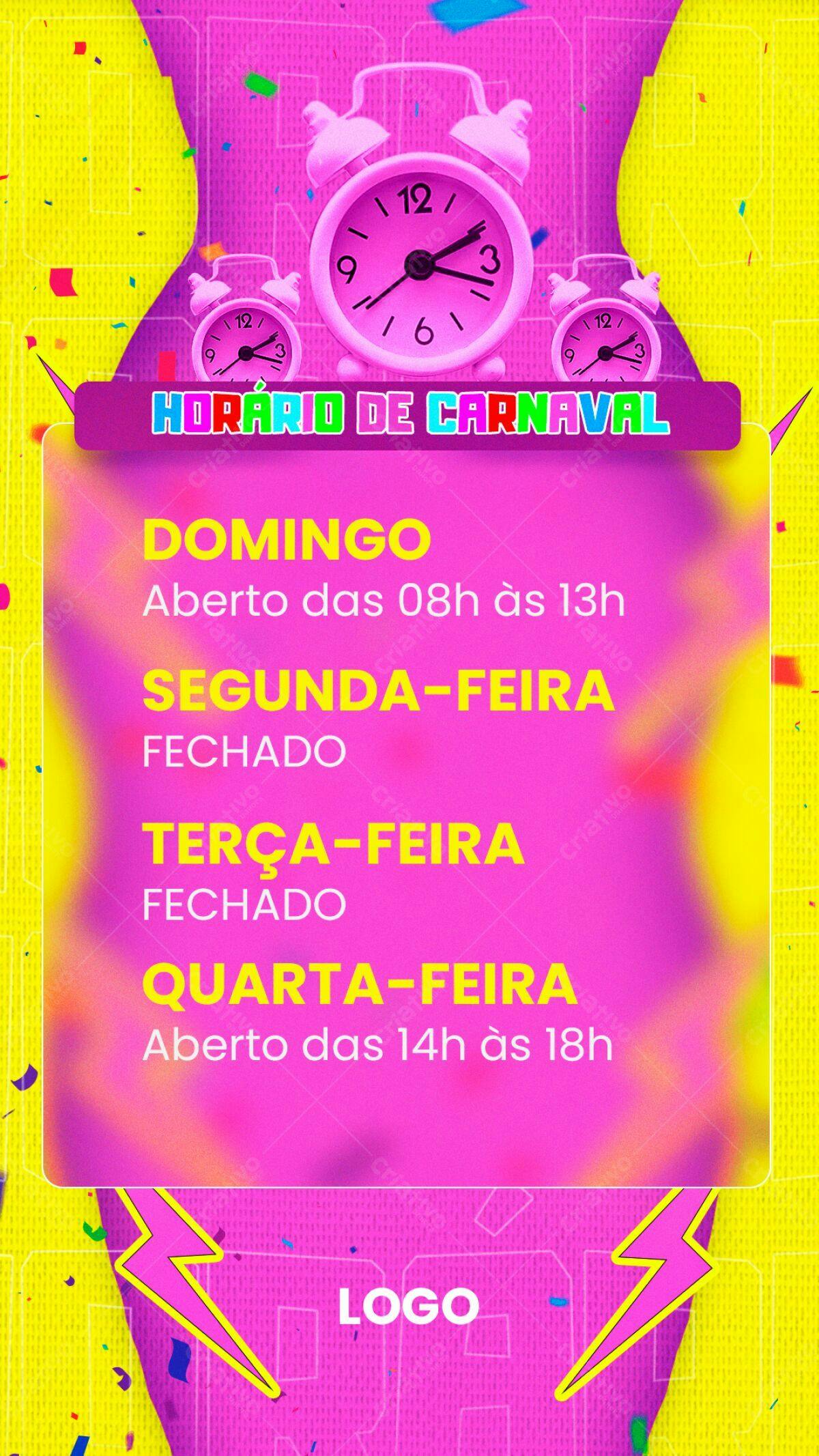 Flyer Horário de Carnaval PSD Editável
