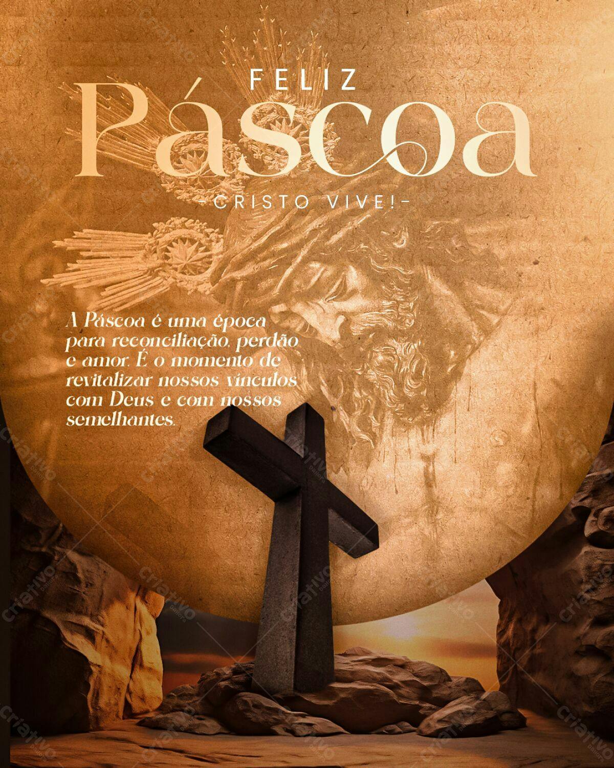 Flyer Páscoa Cristã PSD Editável