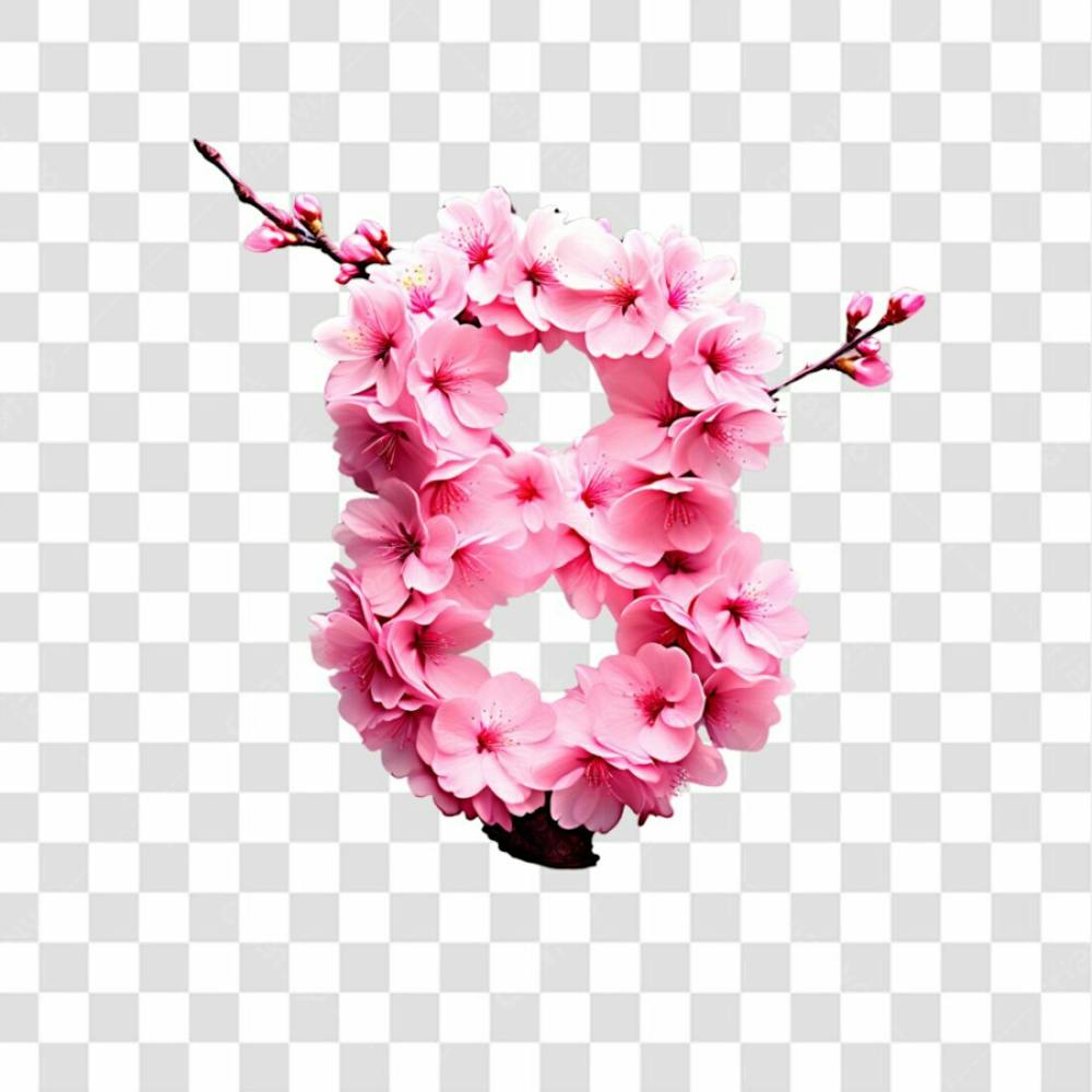 Dia Da Mulher Número 8 Feito De Flores Rosas Png Sem Fundo