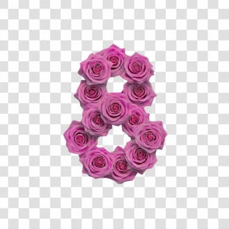 Flores rosas número 8 para o dia da mulher 3d png sem fundo