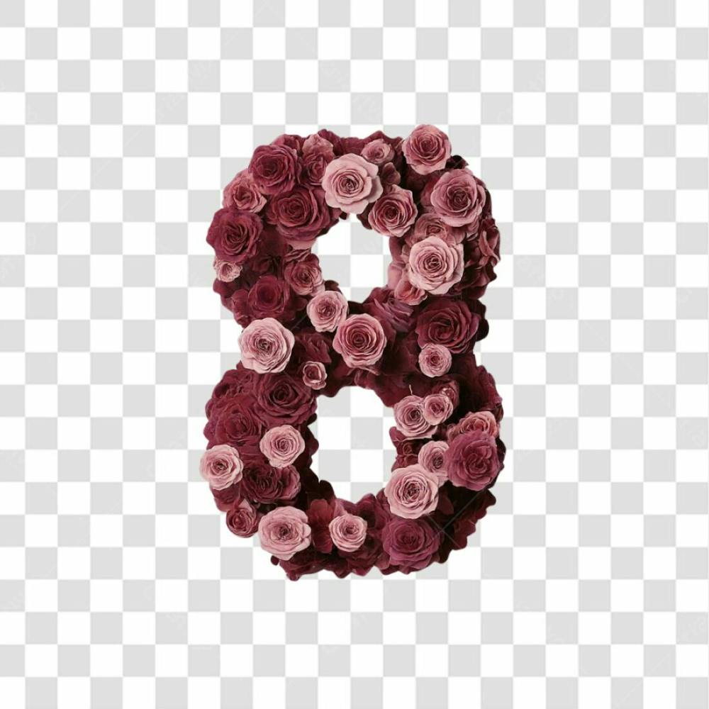 Número 8 3D De Flores Arroxadas