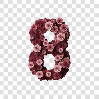 Número 8 3d de flores arroxadas