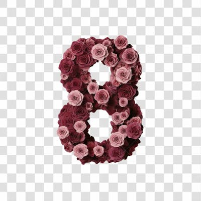 Número 8 3D De Flores Arroxadas