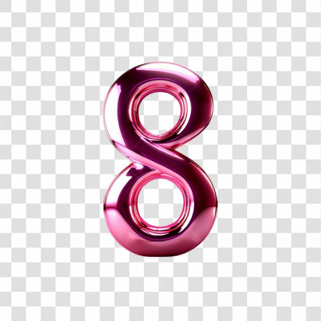 Icone Número 8 Rosa para Dia Internacional da Mulher PNG com fundo transparente