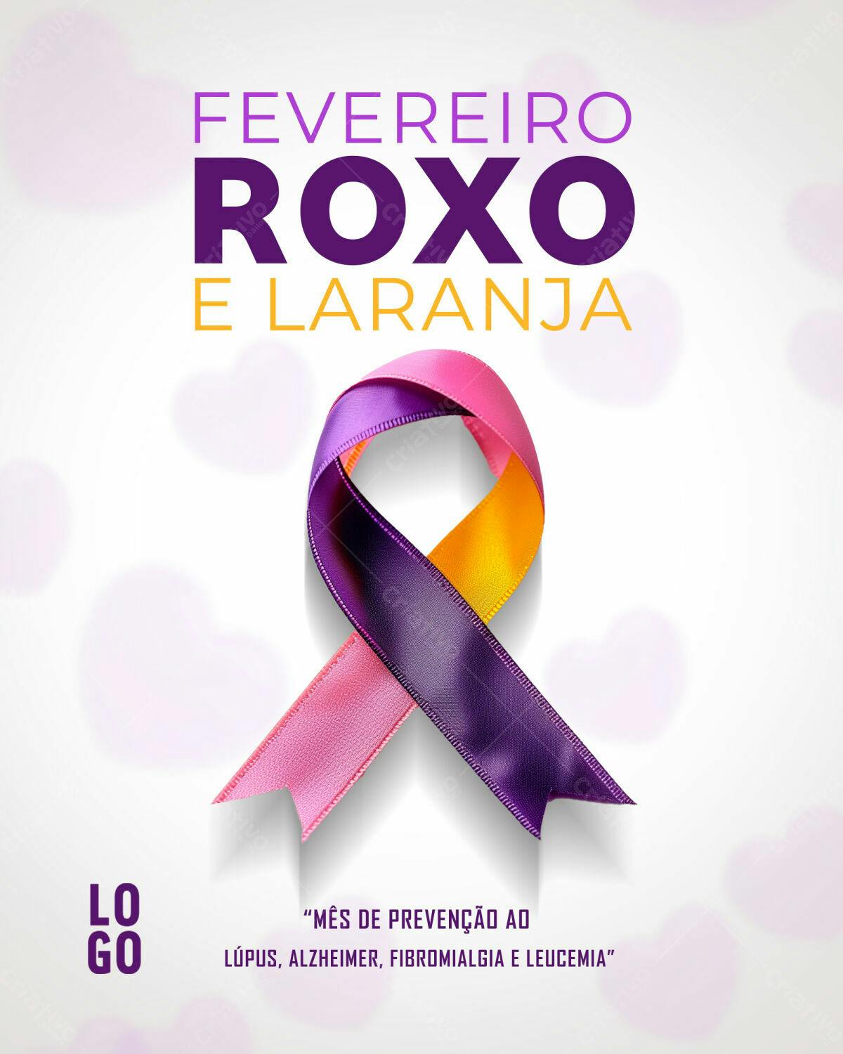 Flyer Fevereiro Roxo e Laranja PSD Editável