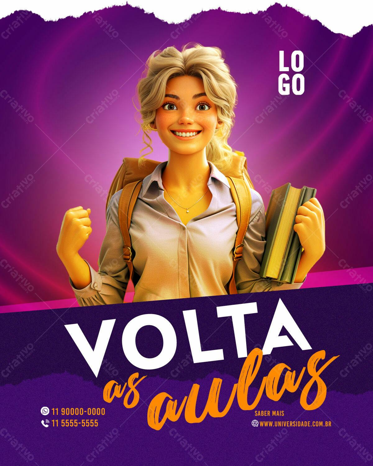 Flyer Volta às Aulas PSD Editável