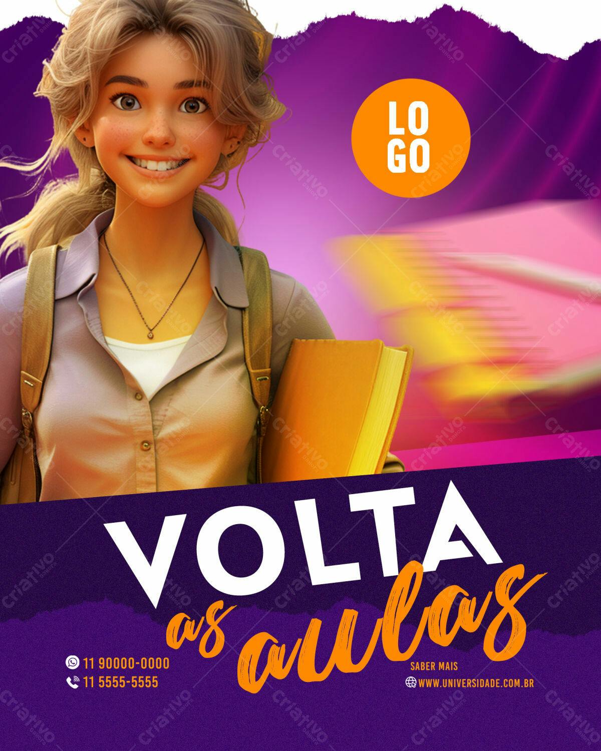 Flyer Volta às Aulas PSD Editável