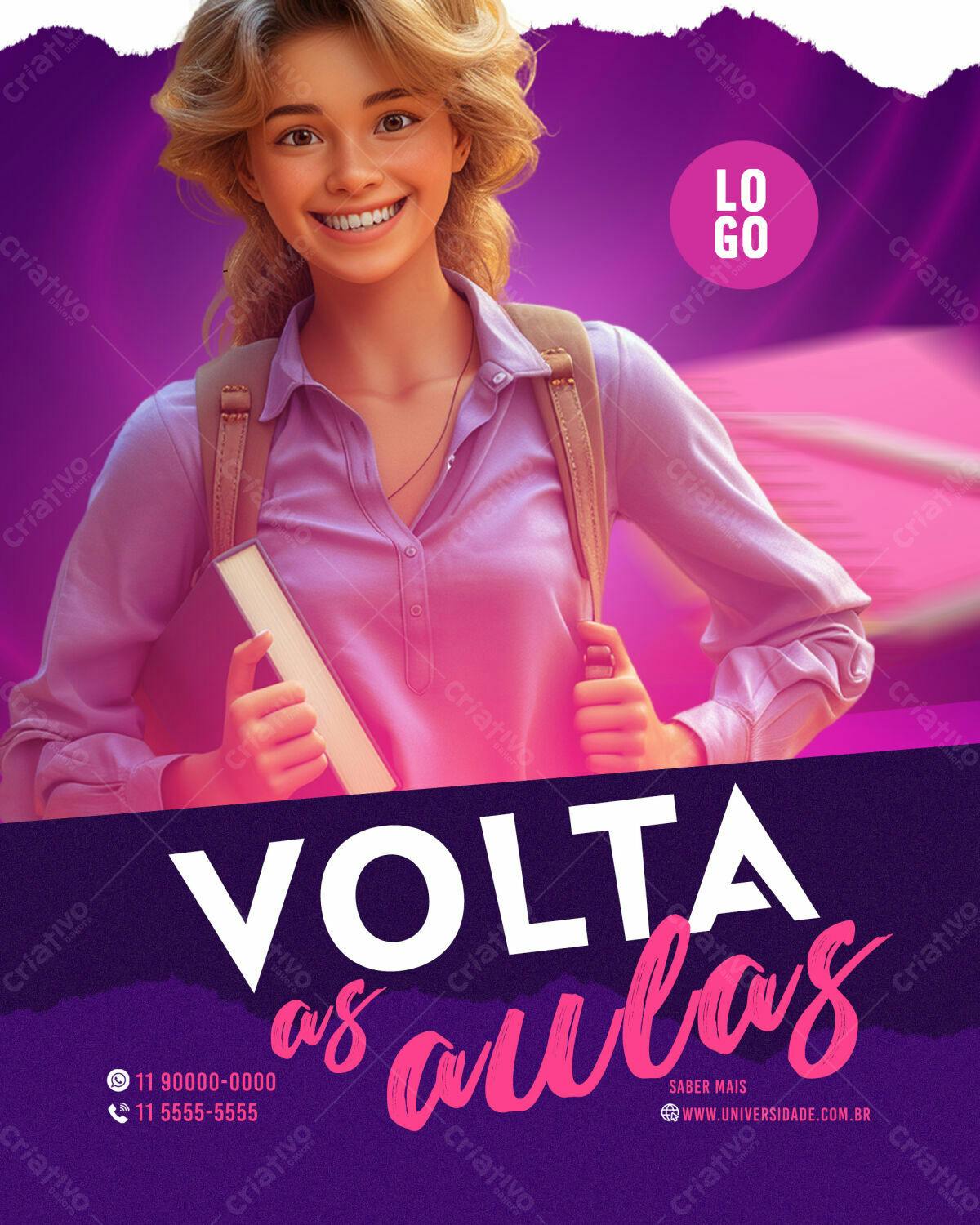 Flyer Volta às Aulas PSD Editável