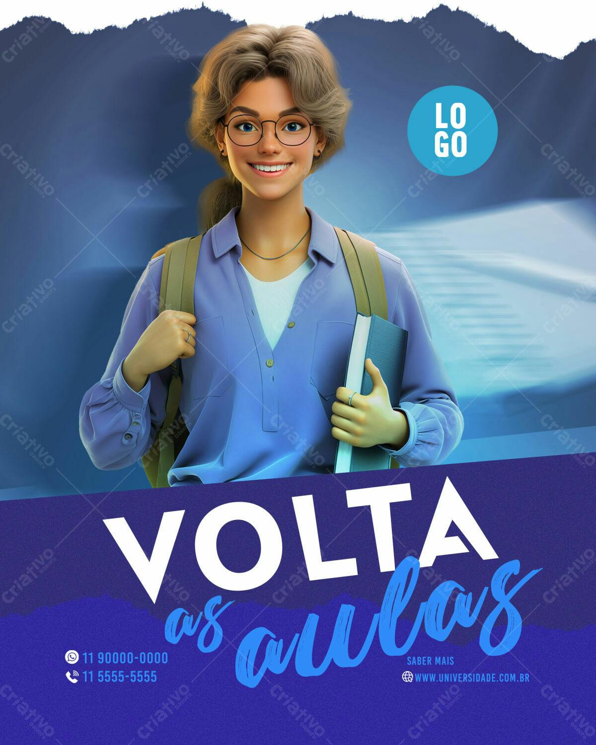 Flyer Volta às Aulas PSD Editável