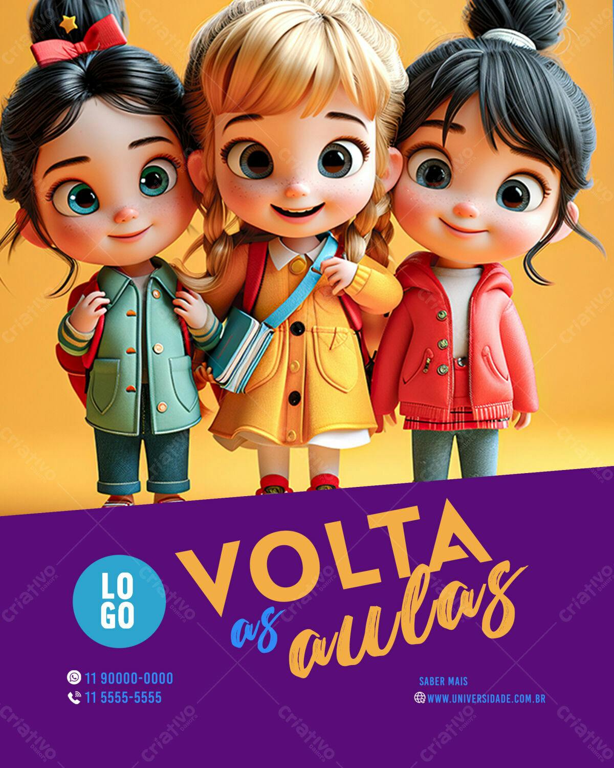 Flyer Volta às Aulas PSD Editável
