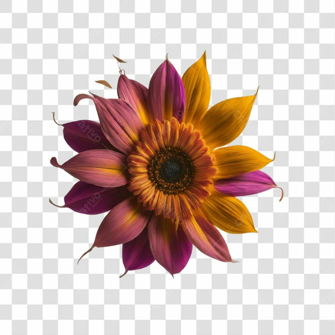 Icone Flor Laranja e Roxa PNG com fundo transparente