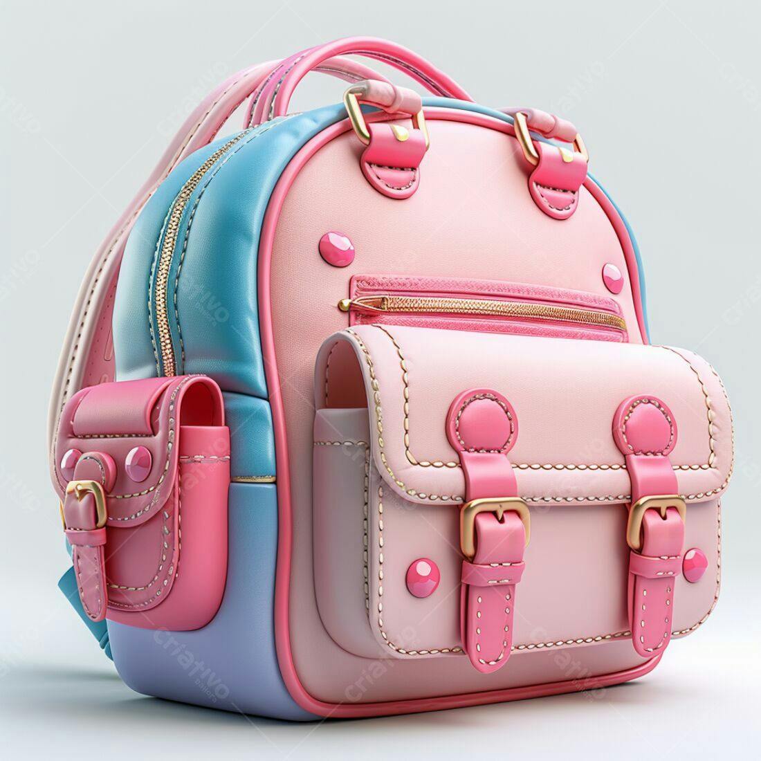 Mochila infantil rosa e azul claro