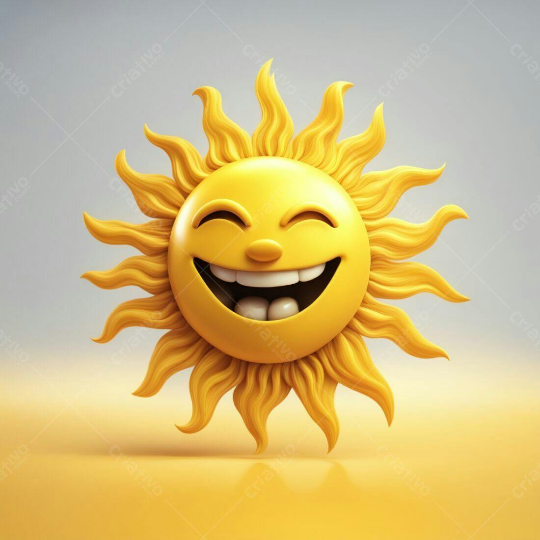 Sol alegre sorrindo fundo amarelo
