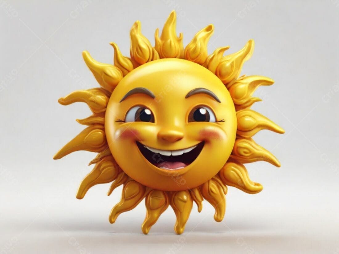 Sol sorridente desenho animado amarelo