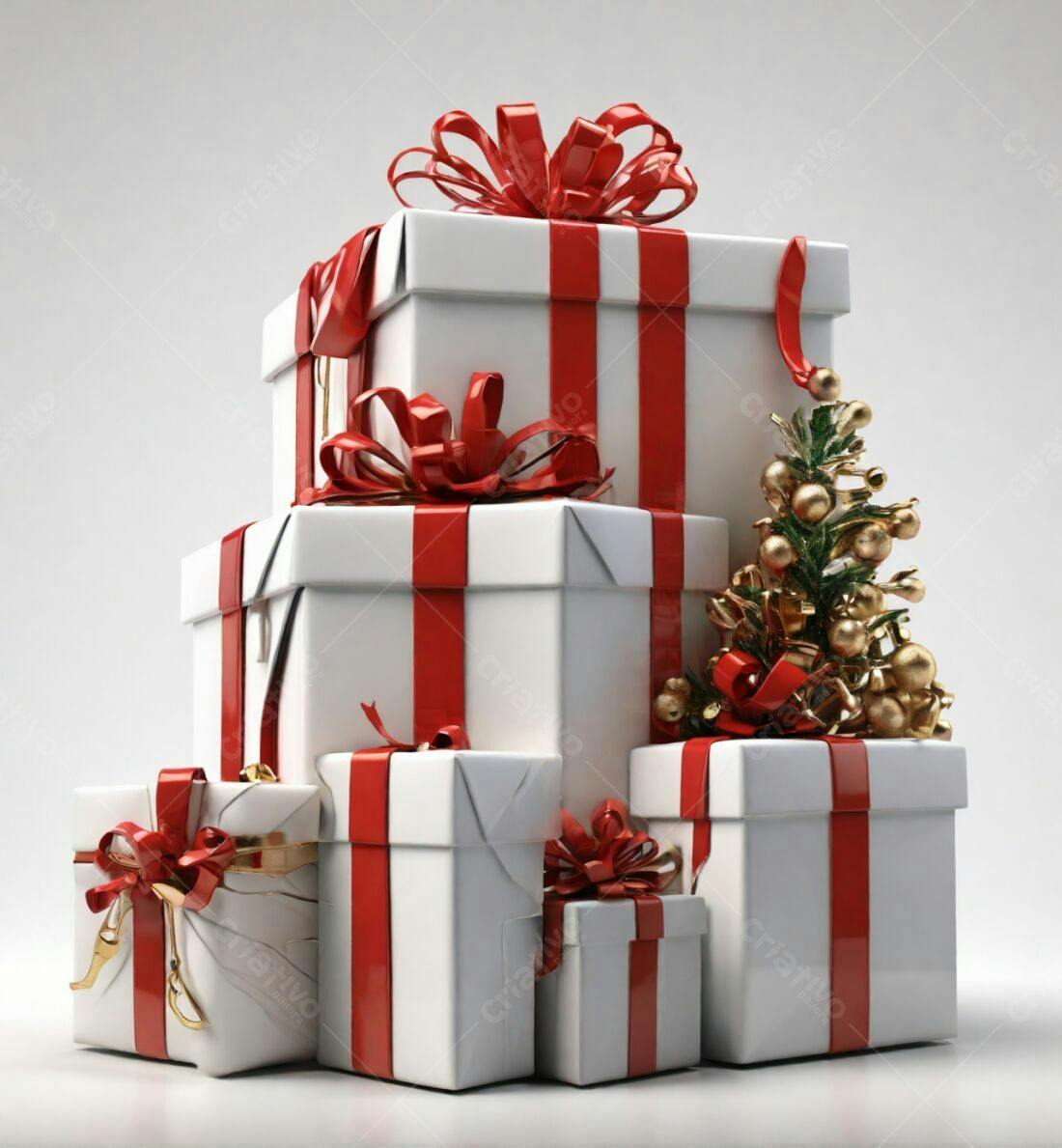 Presentes de Natal brancos e vermelhos