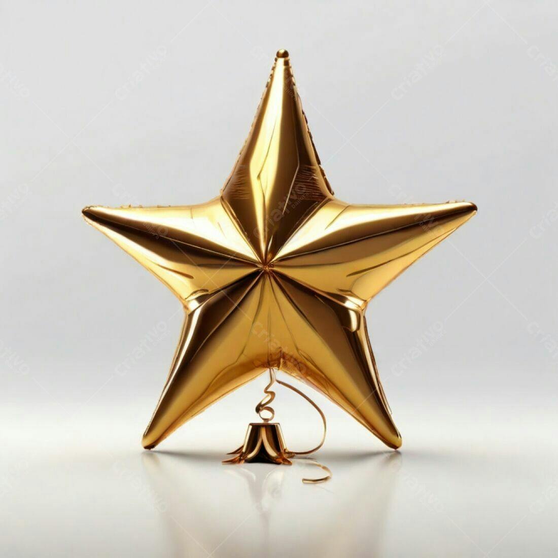 Balão estrela dourado em fundo branco