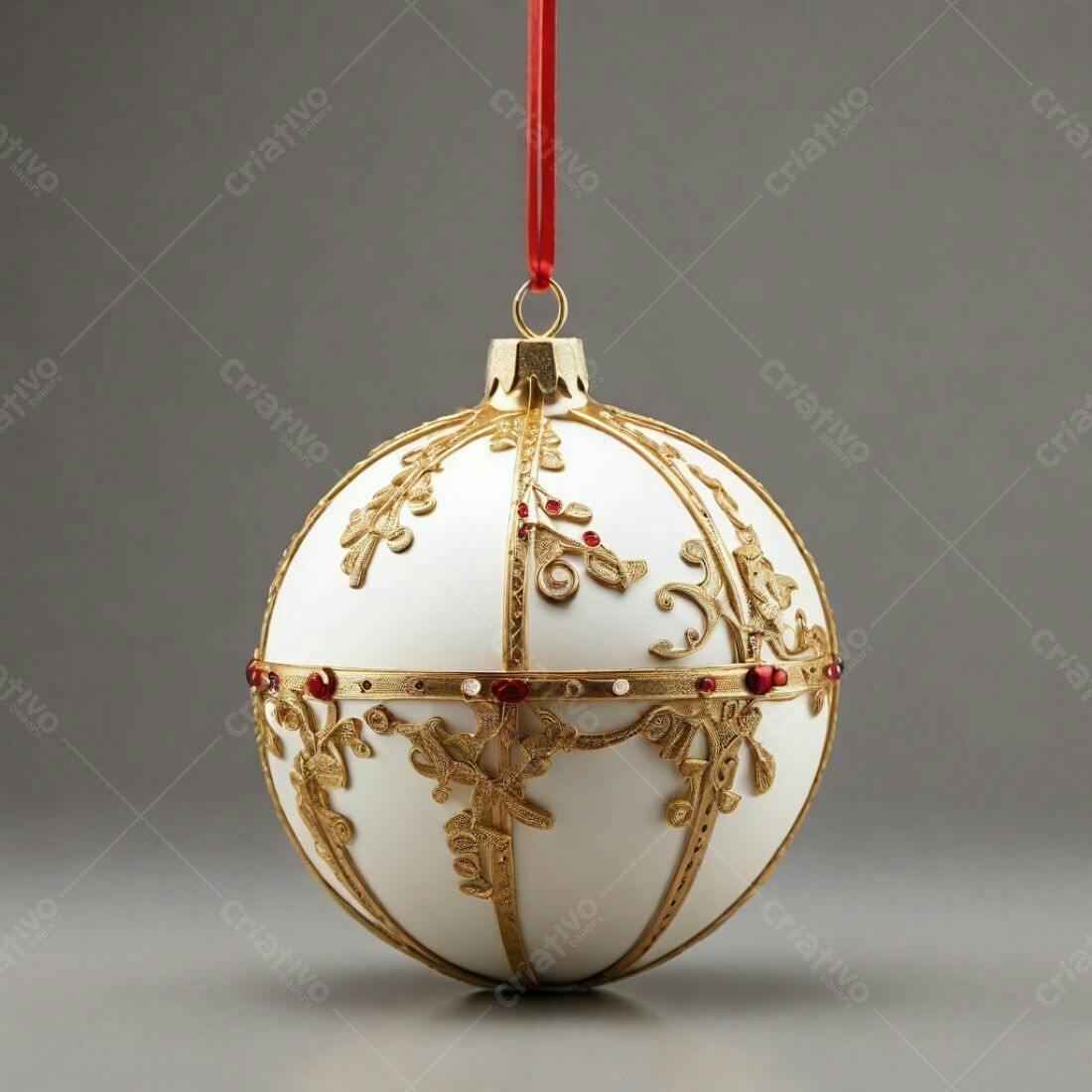 Enfeite de Natal branco e dourado