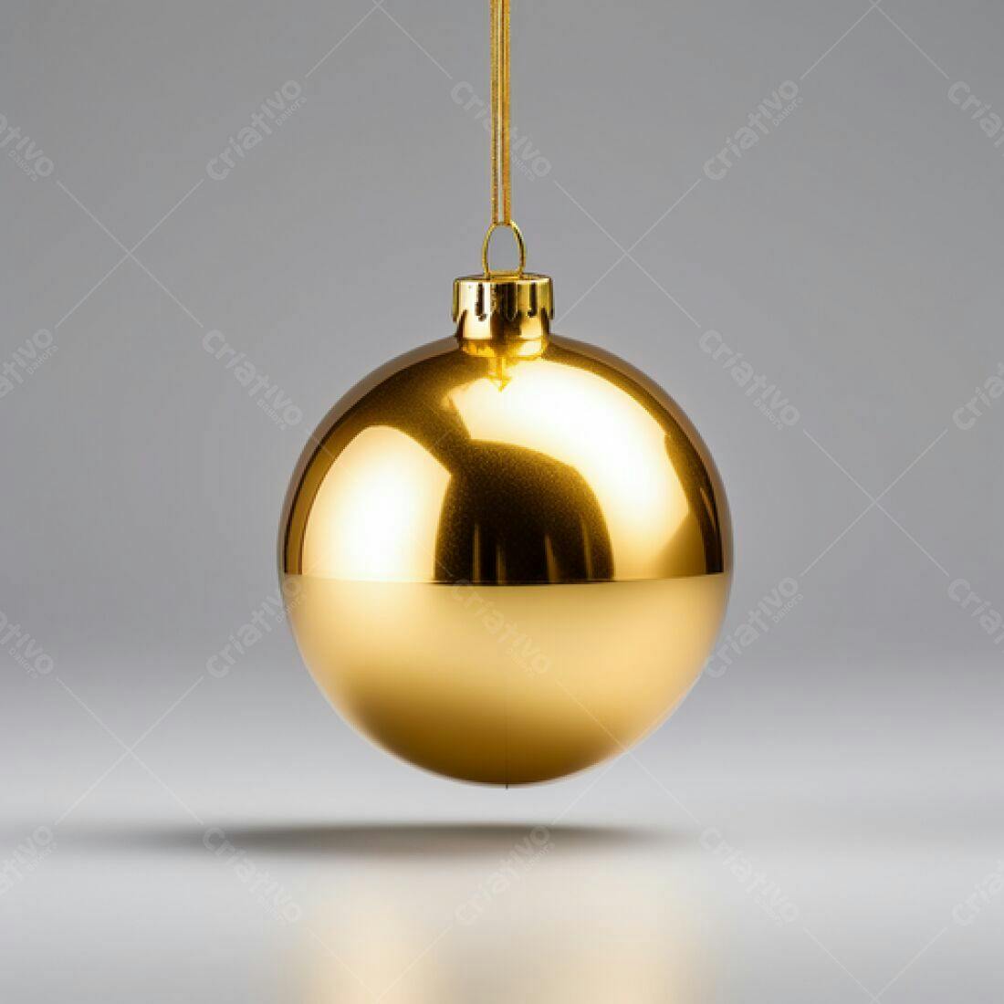 Enfeite dourado de Natal pendurado