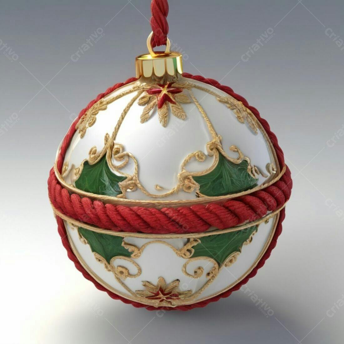 Enfeite de Natal branco verde e vermelho