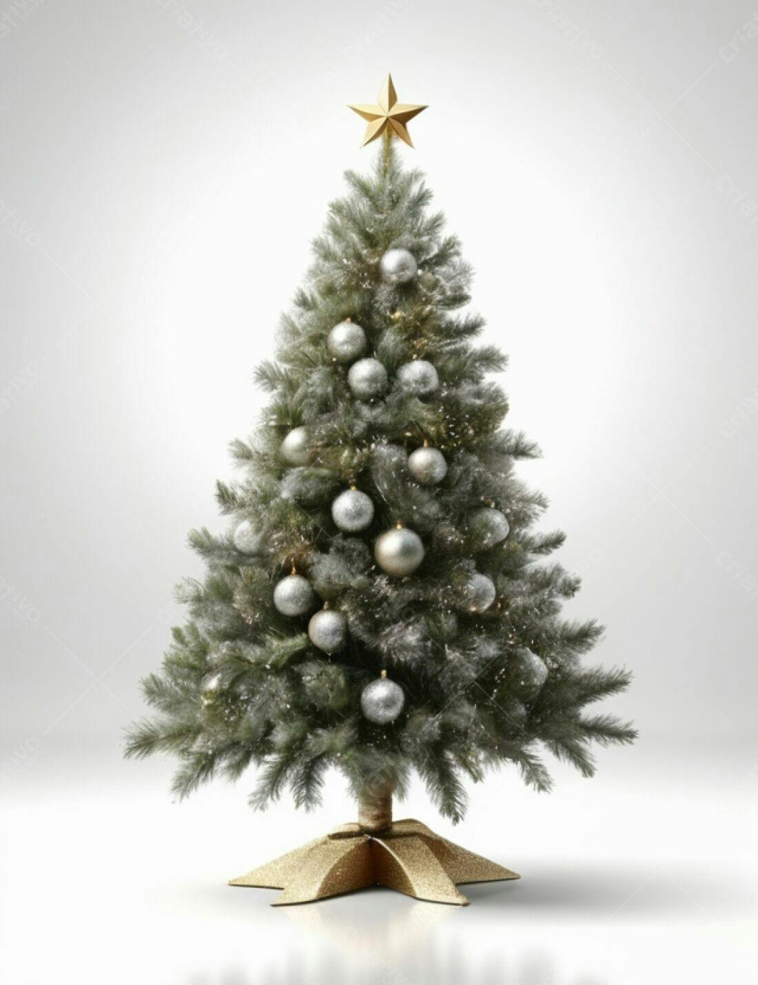 Árvore de Natal decorada prata e dourado