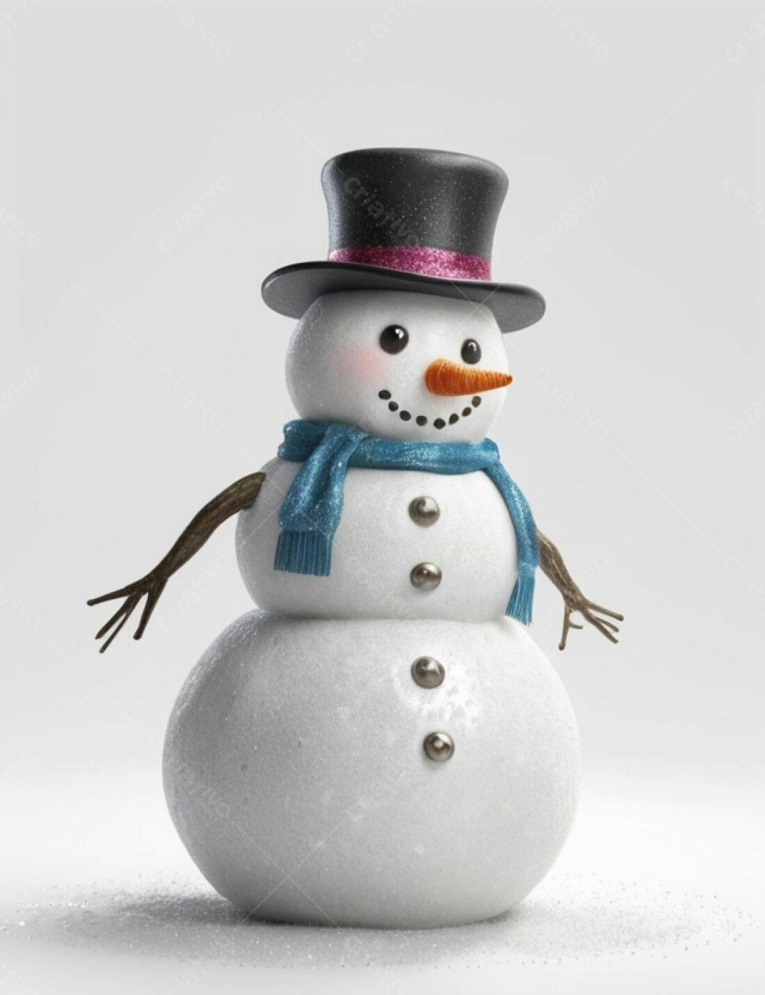 Boneco de neve com chapéu e cachecol azul Natal
