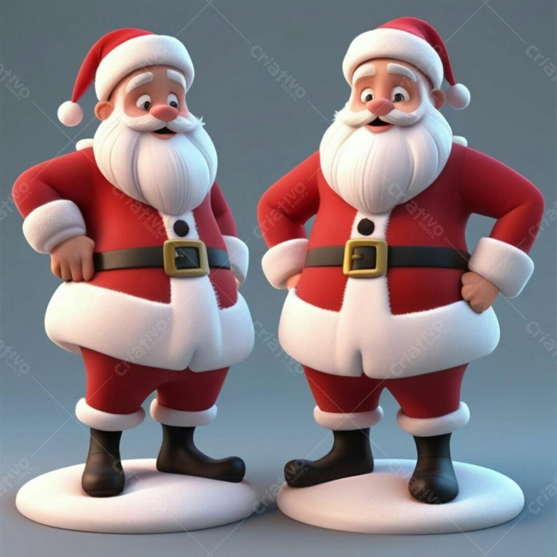 Papai Noel 3D Natal vermelho e branco