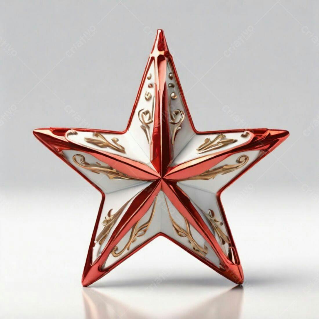 Estrela vermelha e branca decoração natalina