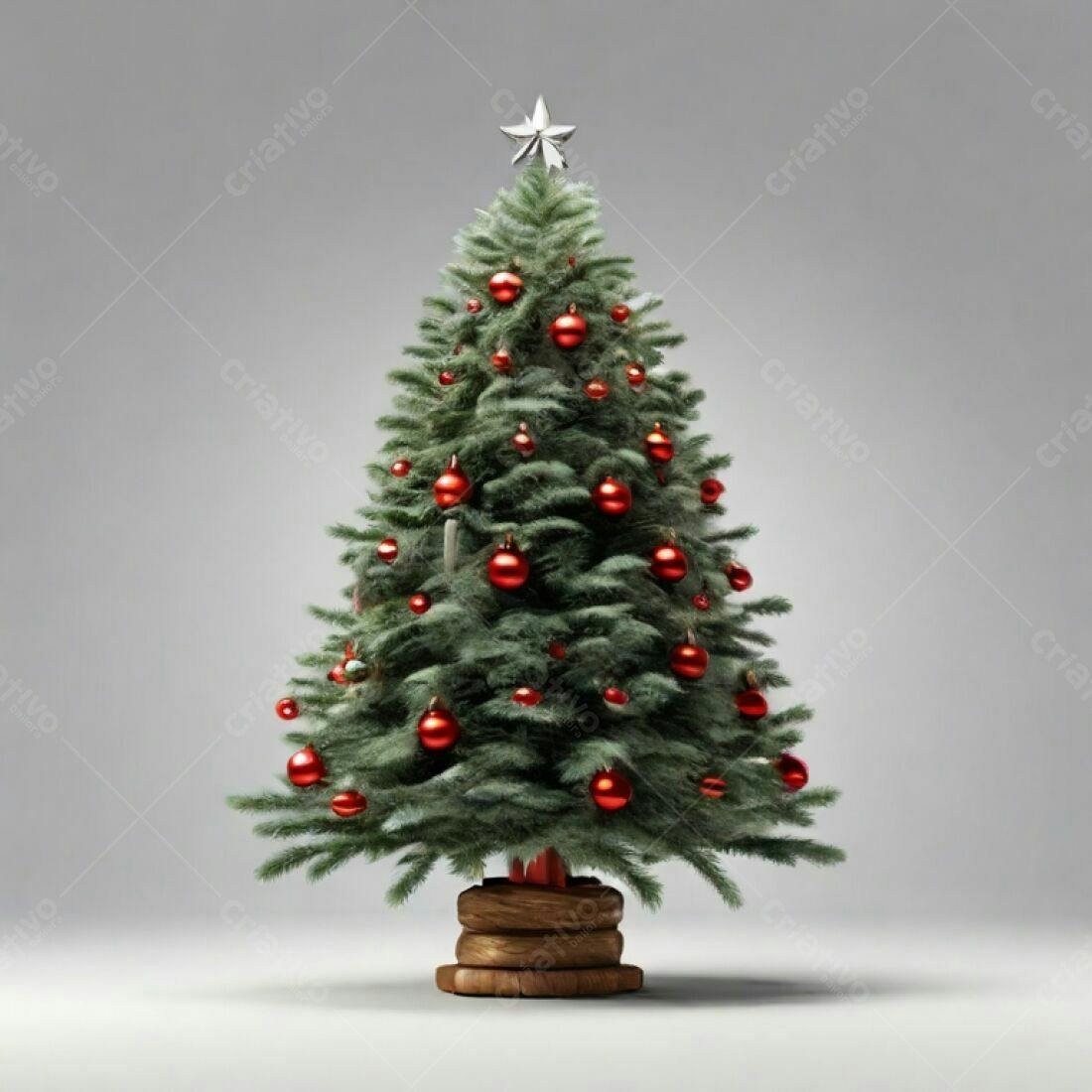 Árvore de Natal com enfeites vermelhos
