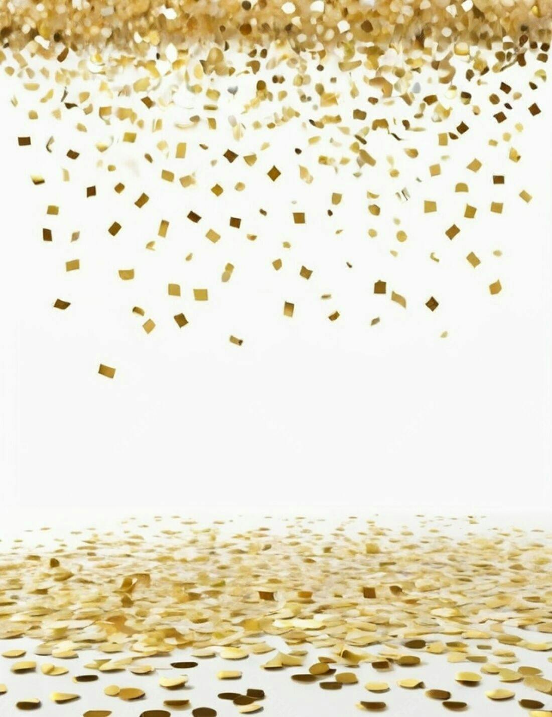 Confete Dourado Caindo fundo branco