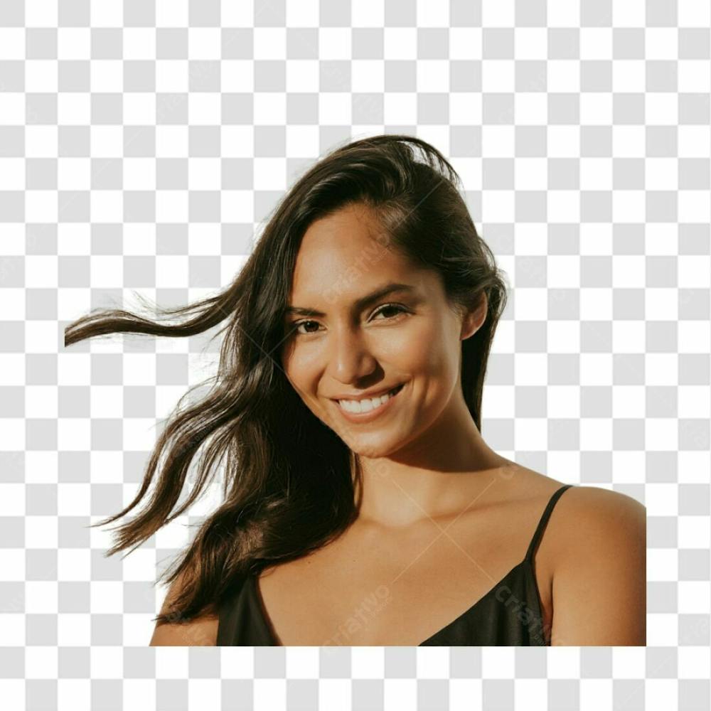 Mulher Com Cabelo Castanho Sorrindo Png Sem Fundo