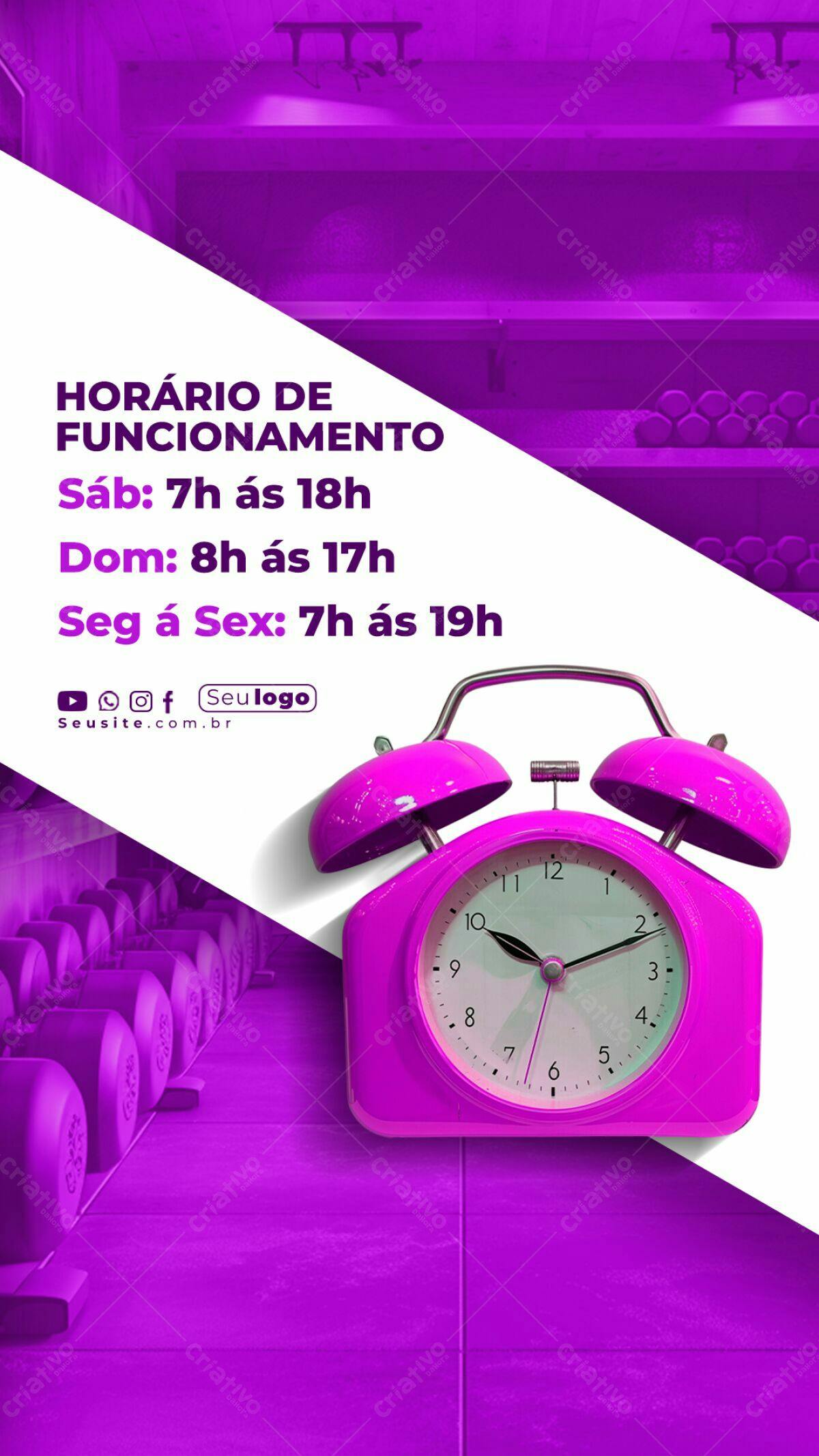 Flyer Horário de Funcionamento Academia PSD Editável