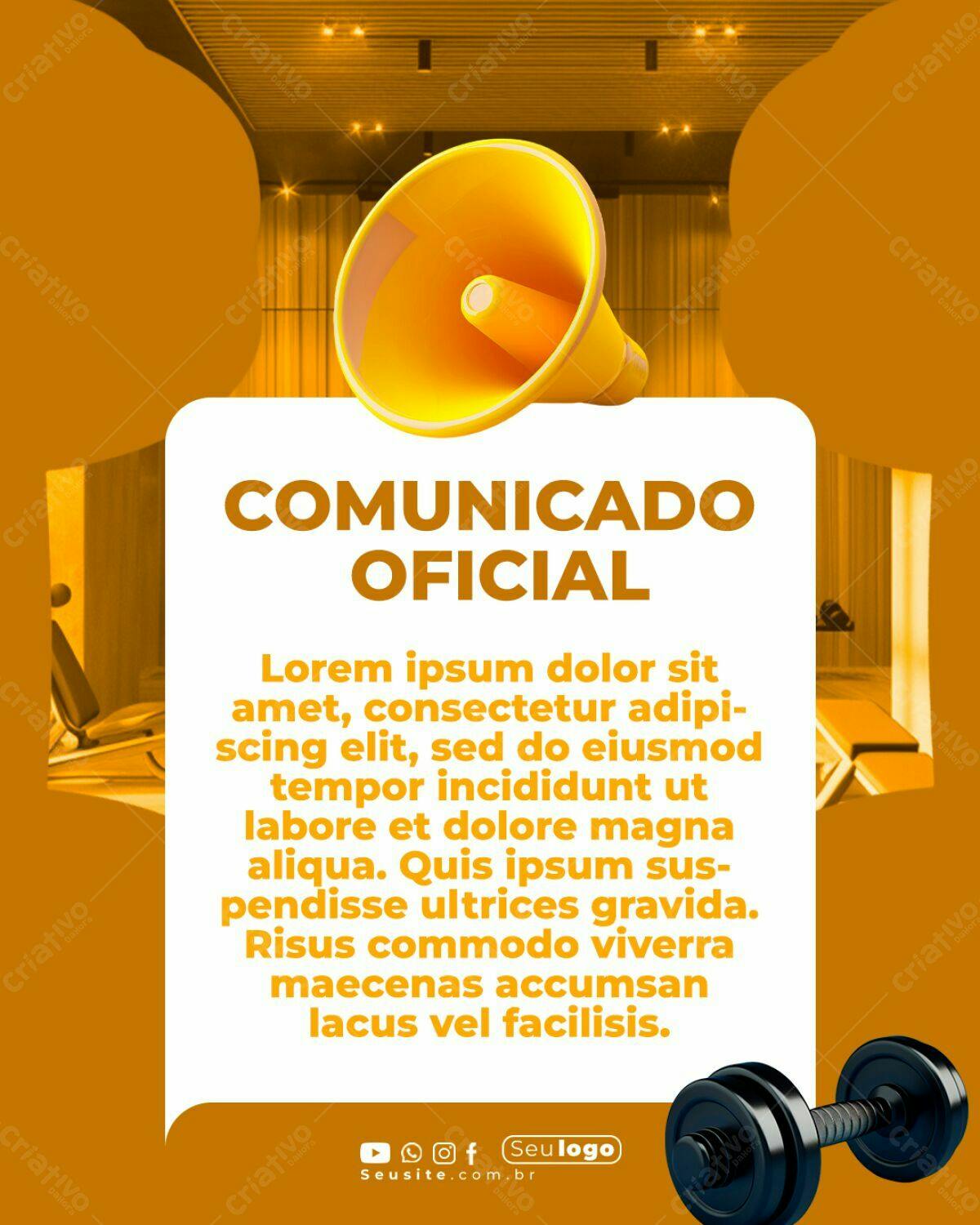 Comunicado Oficial Amarelo PSD Editável