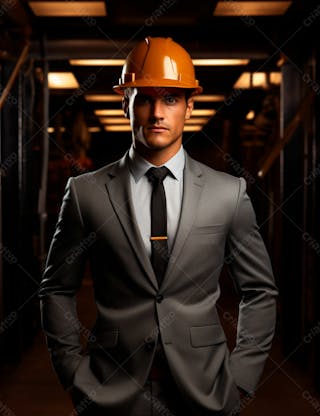 Imagem de um elegante engenheiro civil com capacete protetor 5