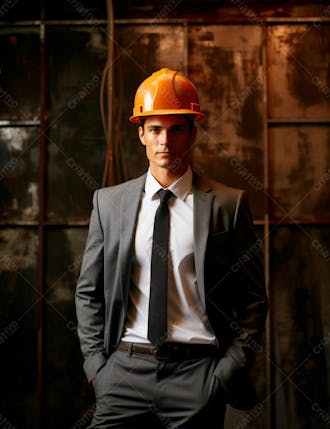 Imagem de um elegante engenheiro civil com capacete protetor 7
