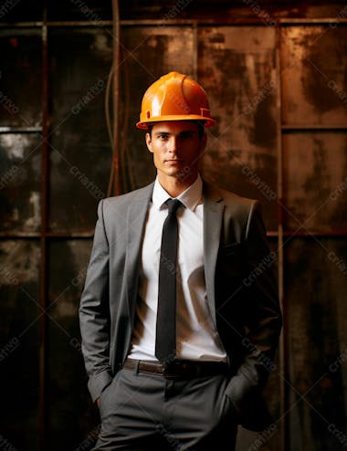 Imagem de um elegante engenheiro civil com capacete protetor 7