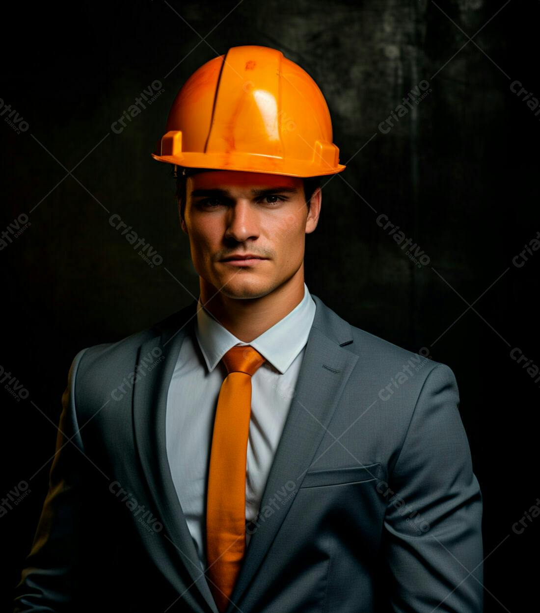 Engenheiro usando capacete laranja