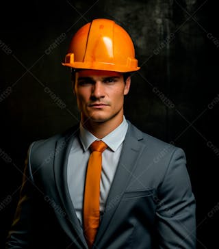 Imagem de um elegante engenheiro civil com capacete protetor 8