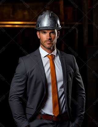 Imagem de um elegante engenheiro civil com capacete protetor 9
