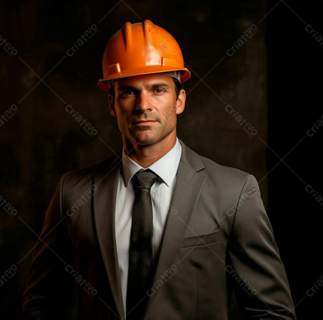 Engenheiro com capacete laranja