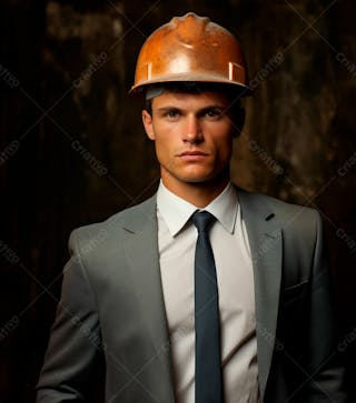 Imagem de um elegante engenheiro civil com capacete protetor 12