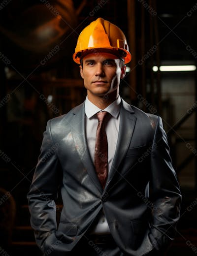 Imagem De Um Elegante Engenheiro Civil Com Capacete Protetor 13