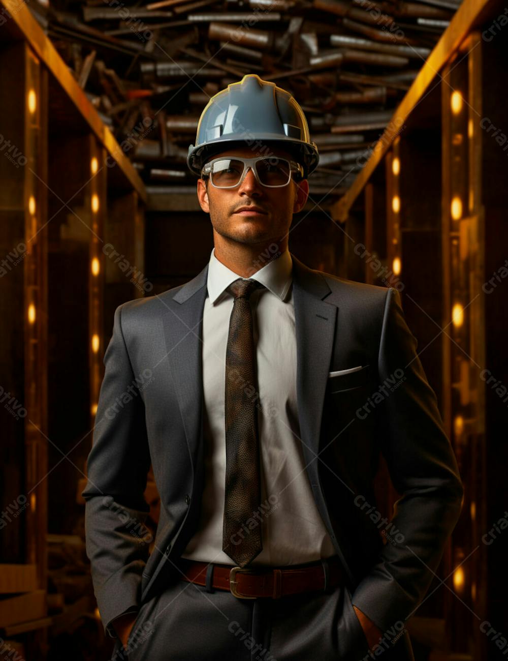 Imagem De Um Elegante Engenheiro Civil Com Capacete Protetor 15